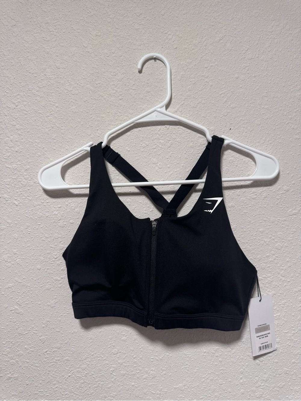 NWT Gymshark Black Front-Zip Crossback Sports Bra